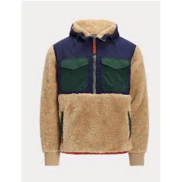 Polo Ralph Lauren Other - POLO RALPH LAUREN Mens 1/2 Zip ColorBlock Hybrid‎ Hi Pile Fleece Pullover Sz M